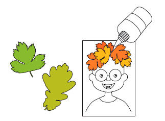 Witzige Blätter-Frisuren kleben für Kinder