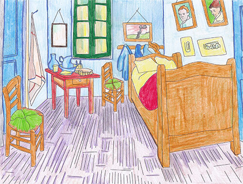 Malvorlagen nach Vincent van Gogh - Vincents Zimmer in Arles