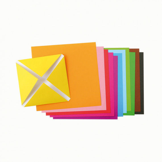 Buntes Origami-Faltpapier mit weißer Rückseite