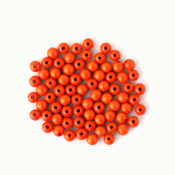 Holzperlen 8 mm, 75 Stück, orange