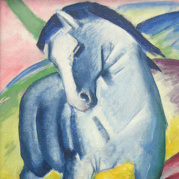 Franz Marc - Blaues Pferd I - Malvorlagen und Wandbild für die Gruppenarbeit