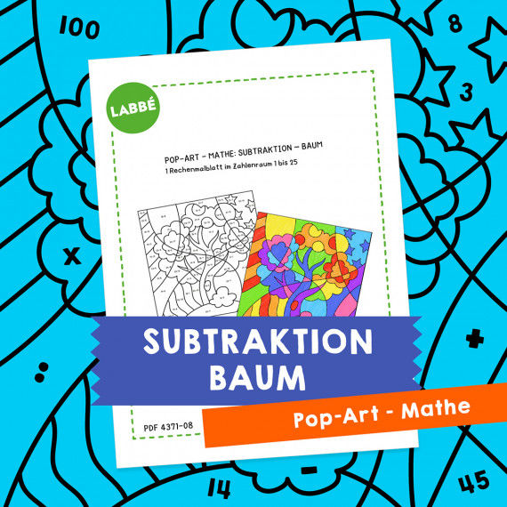 Homeschooling - Pop-Art – Mathe Subtraktion: Baum 