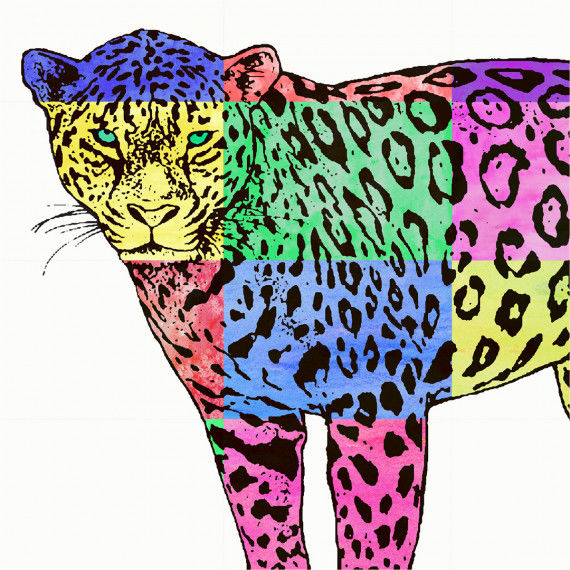 Ein Jaguar in Lebensgröße in bunt ausgemalt - eine super Gruppenarbeit