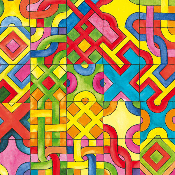 Mosaik aus Labyrinth-Karten zum Malen & Legen