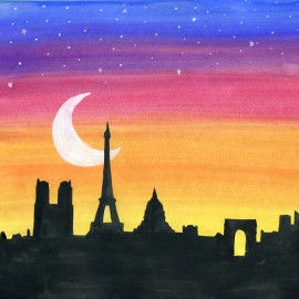 Collage mit Skyline-Silhouette von Paris