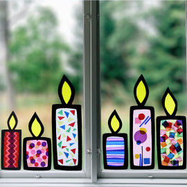 Fenster-Kerzen - Bastelvorlagen für weihnachtlichen Fensterschmuck