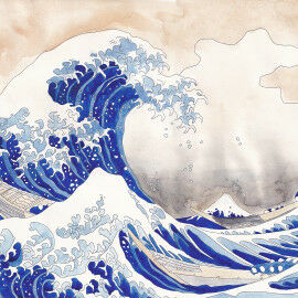 Malvorlagen für ein großes Wandbild "Die große Welle vor Kanagawa" nach Hokusai