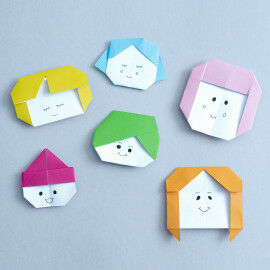 Anleitungen zum Falten von süßen Origami-Kindergesichtern