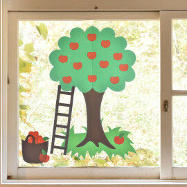 Apfelbaum-Fensterbild Bastelvorlagen
