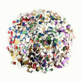 10.000 glänzende Papiermosaik-Quadrate in Metallic-Farben