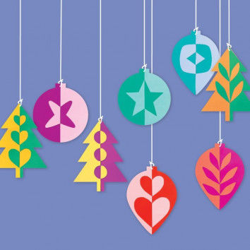 Vorlagen für weihnachtlichen Schmuck zum Schneiden, Klappen und Kleben