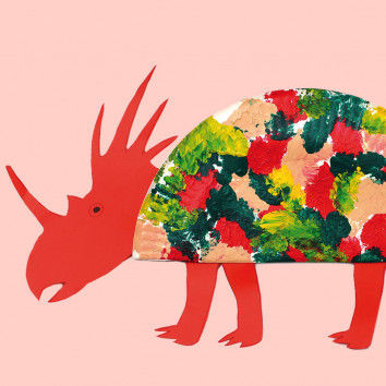 Styracosaurus basteln mit einem Pappteller