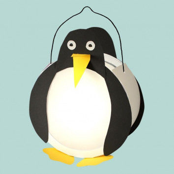 Die Trommellaterne als Pinguin-Laterne - eine von 7 Tier-Vorlagen
