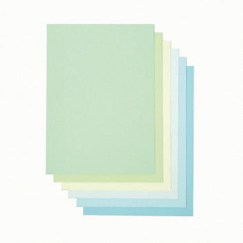 Drucker-Papier in hellen Blau- und Grüntönen