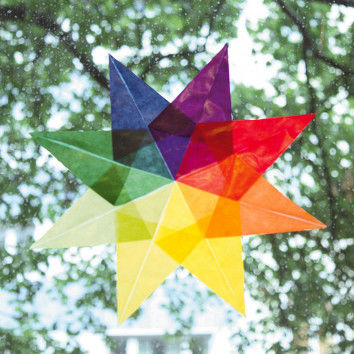 Regenbogenkreisel Faltstern fürs Fenster