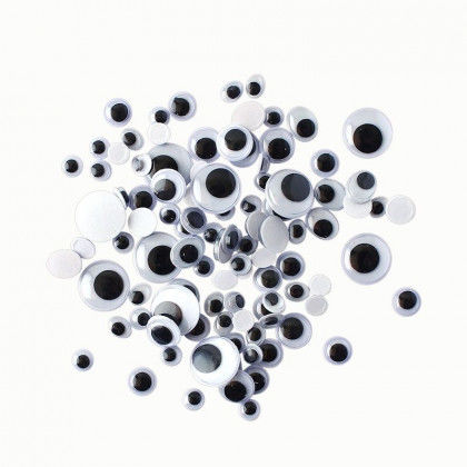 10 Wackelaugen 28mm Selbstklebend Schwarz/Weiß/ Bastelbedarf für Kinder/Schule 